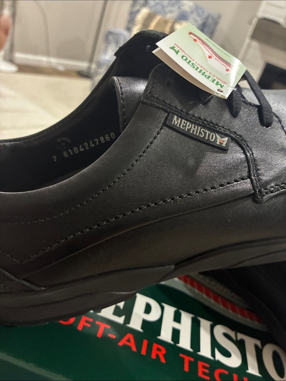 Mephisto Black Leather Lace-Up Oxford Shoes - Picture 2 of 6